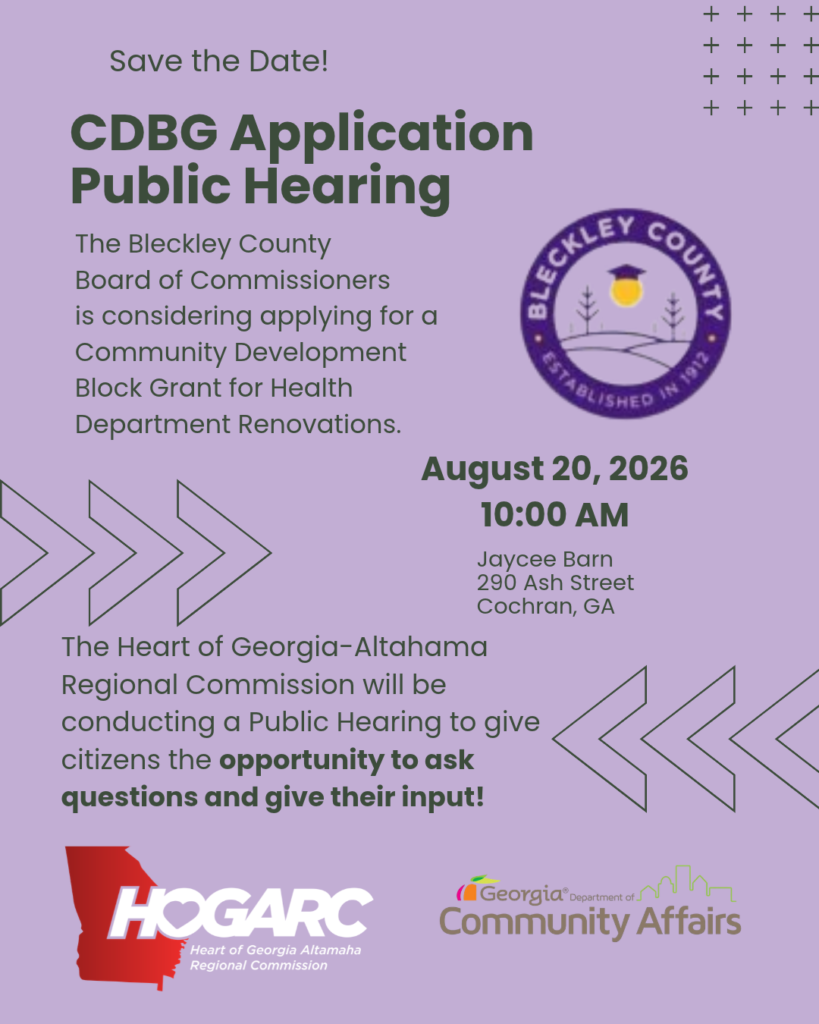 Image announcing Community Development Block Grant Public Hearing August 20,2026